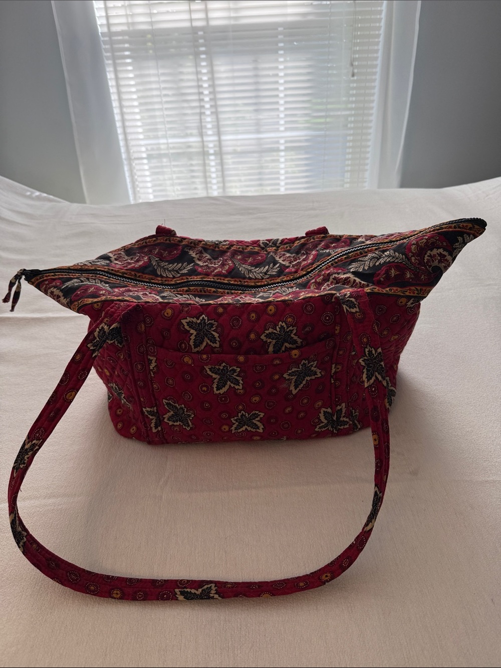 Quilted Vera Bradley Tote Bag in Burgundy - Women Bags